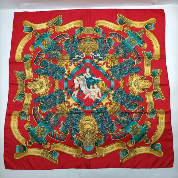 Authentic  Hermes scarf Carre 90 Reds Silk100% - Picture 1 of 10